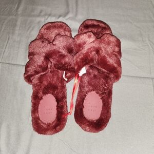 Target Burgundy Faux Fur Slippers